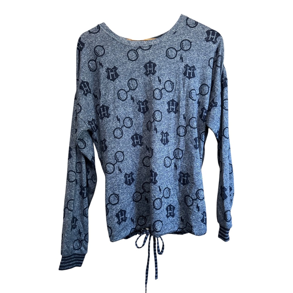 Harry Potter Hogwarts Glasses Lightning Bolt Blue‎ Drawstring Top Medium